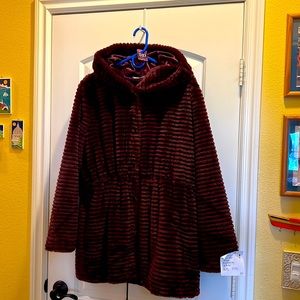 New, faux fur Woman’s Hooded Coat